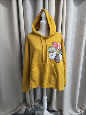 Vintage Disney Parks Bambi Pullover Hoodie Womens 2XL Patch Design Yellow